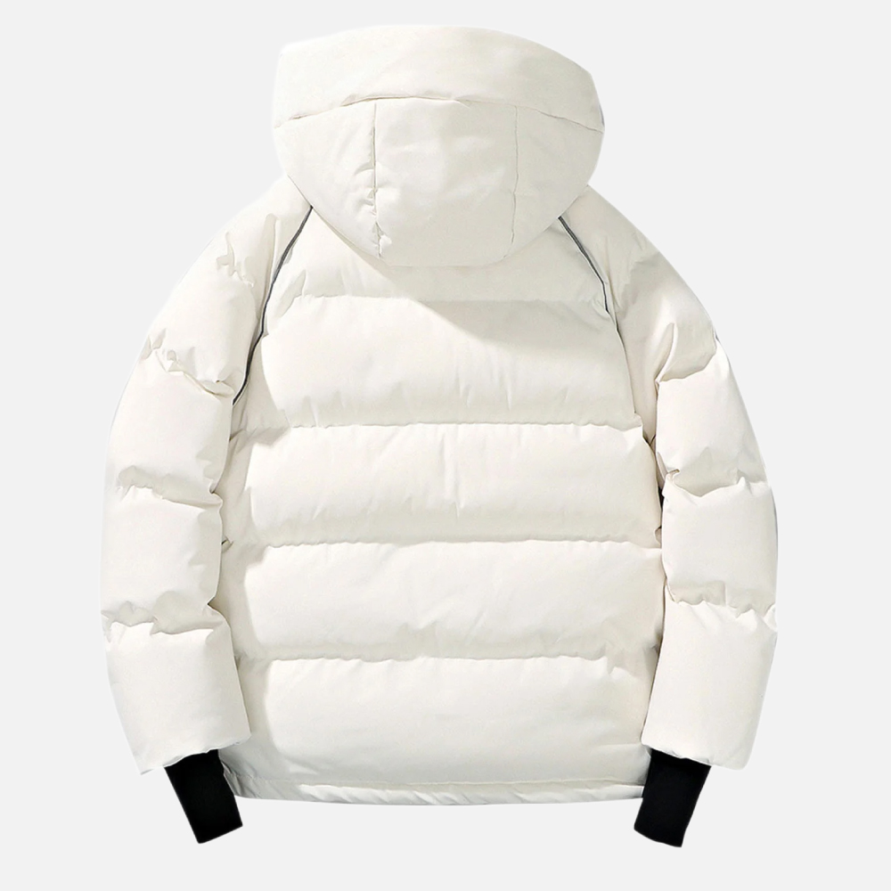 BADHUB Unisex's Down Hooded Jacket Windproof Thicken Couple Winter Coat Solid Color Zipper Puffer Jacket with Pockets Winter Clearance - Image 2