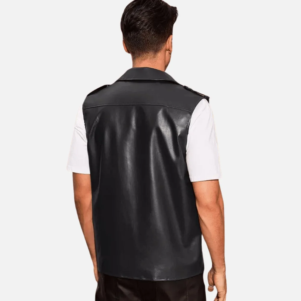 INSPIRE CHIC Men's Motorcycle Zipper Punk Sleeveless Faux Leather Jacket Vest - Image 2