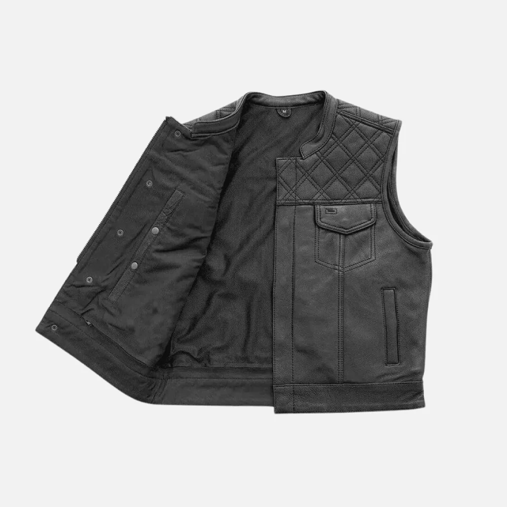 Men's Black Leather Motorcycle Vest