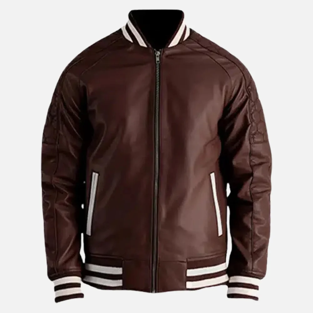 Men's Maroon Leather Varsity Jacket