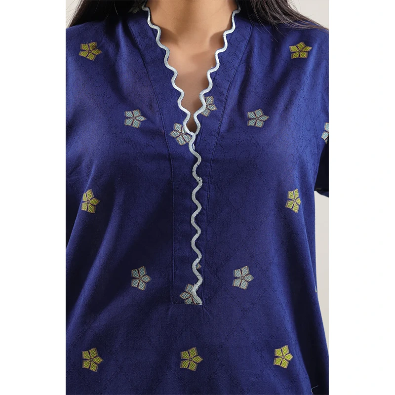 SAYA Original Embroidered Cotton Jacquard Stitched 2 Piece (Shirt/Trouser)