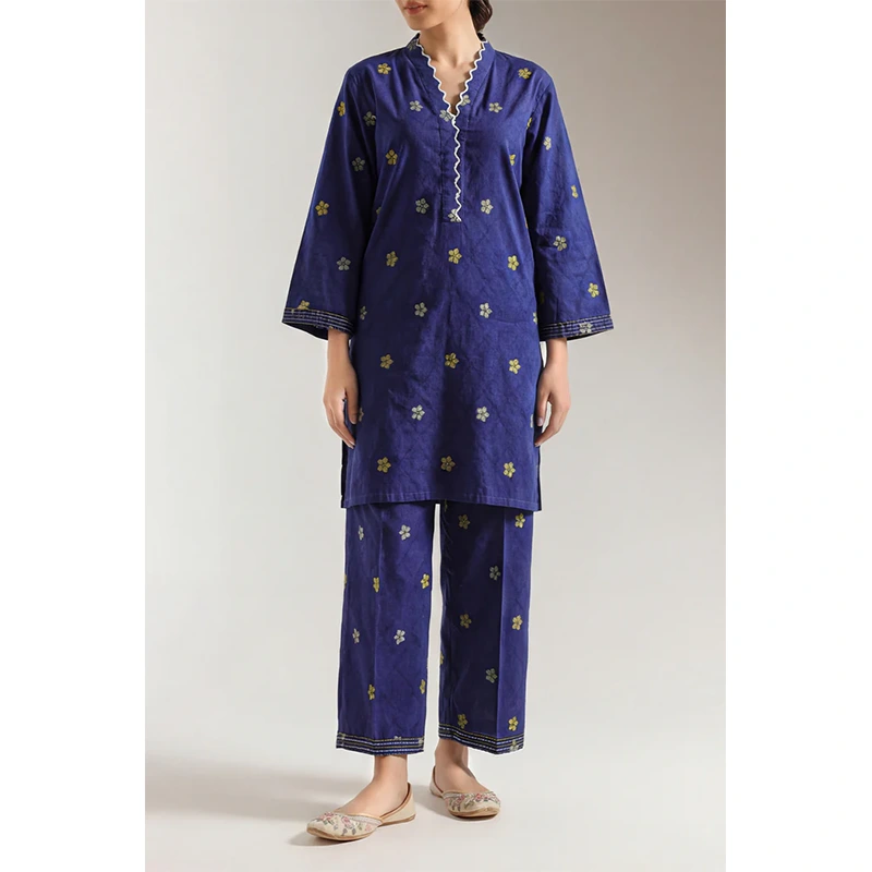 SAYA Original Embroidered Cotton Jacquard Stitched 2 Piece (Shirt/Trouser)