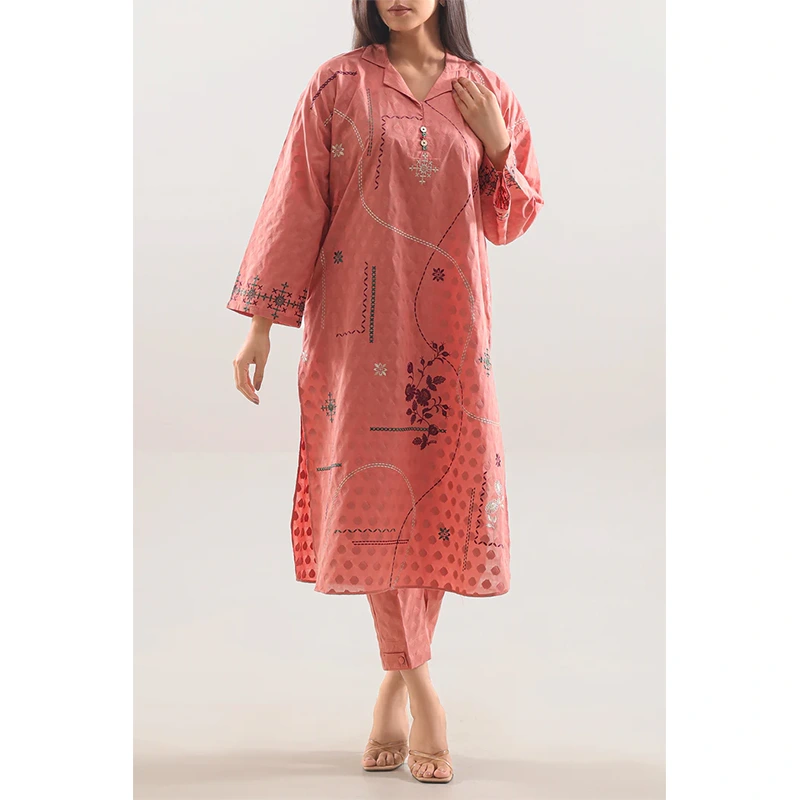 SAYA Original Embroidered Cotton Jacquard Stitched 2 Piece (Shirt/Trouser)