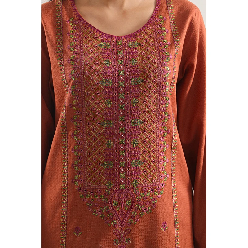 SAYA Original Luxury Pret Embroidered Cotton Jacquard Stitched (Shirt/Trouser)