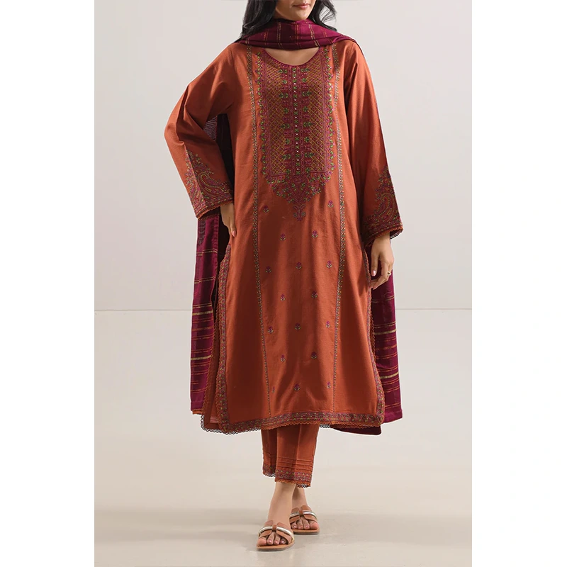 SAYA Original Luxury Pret Embroidered Cotton Jacquard Stitched (Shirt/Trouser)