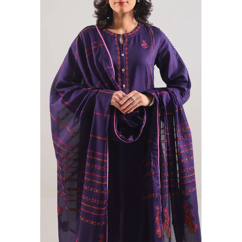 SAYA Original Luxury Pret Embroidered Cotton Jacquard Stitched 3 Piece