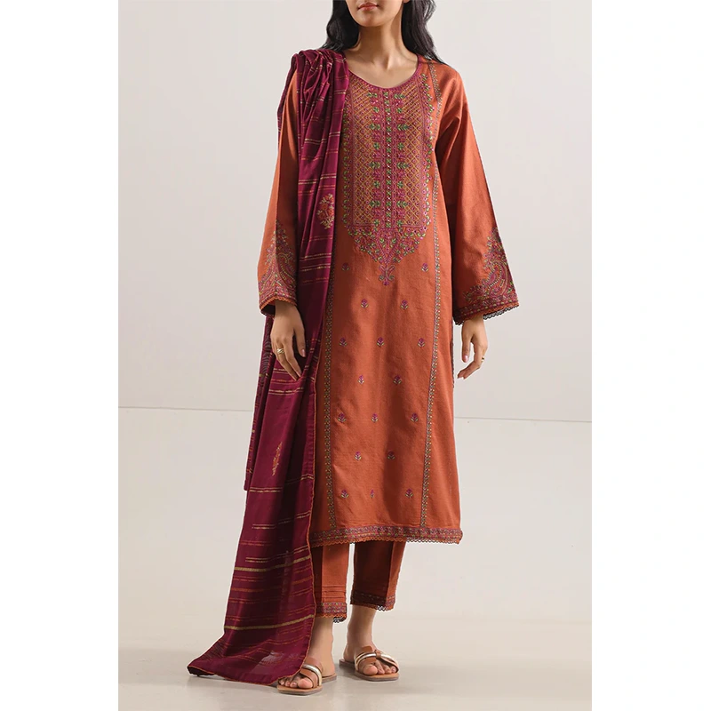 SAYA Original Luxury Pret Embroidered Cotton Jacquard Stitched (Shirt/Trouser)