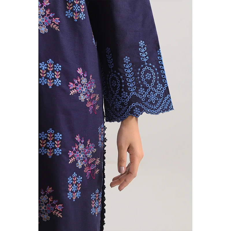 SAYA Original Luxury Pret Embroidered Slub Cotton Stitched 3 Piece