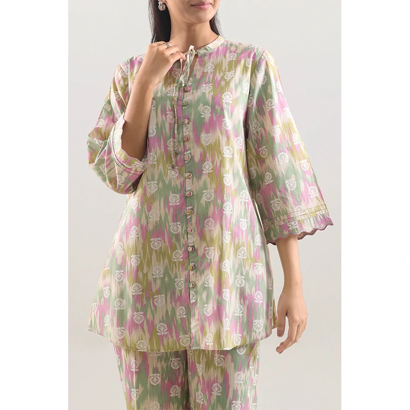 SAYA Original Printed Embroidered Strip Lawn Stitched 2 Piece (Shirt/Trouser)