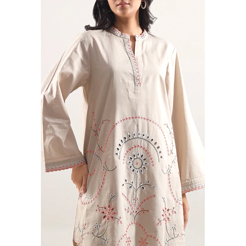 SAYA Original Solid Embroidered Cambric Stitched 2 Piece (Shirt/Trouser)