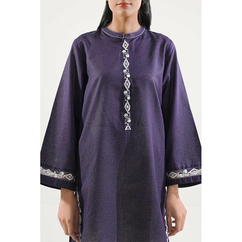 SAYA Original Solid Embroidered Karandi Stitched Shirt